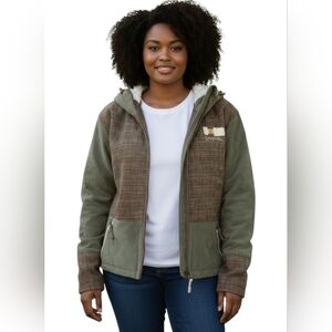 Capp3L Women's Wood-Grain Panel Hooded Jacket Snowboard Street Hybrid Outerwear